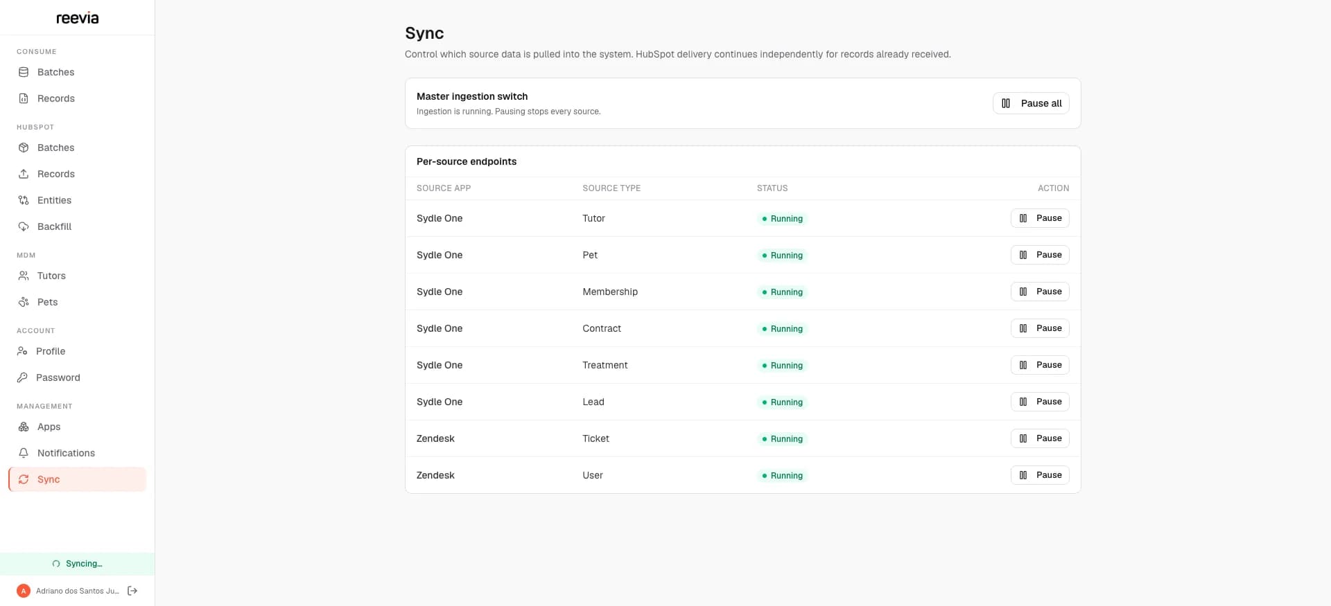Reevia HubSpot sync